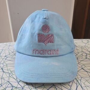 Isabel Marant Light Blue Tie Die Tyron Baseball Cap W/ Pink Logo